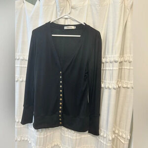Nenona black cardigan with brass snap buttons - size M